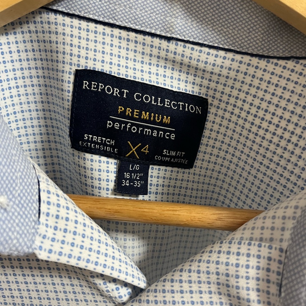 Report Collection White and Blue Checkered Shirt